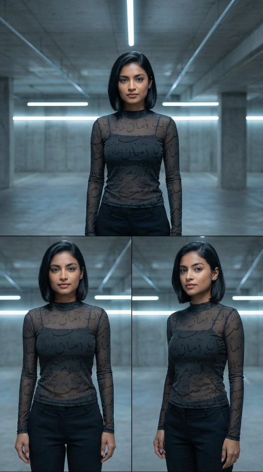 Sheer Top with Arabic Calligraphy