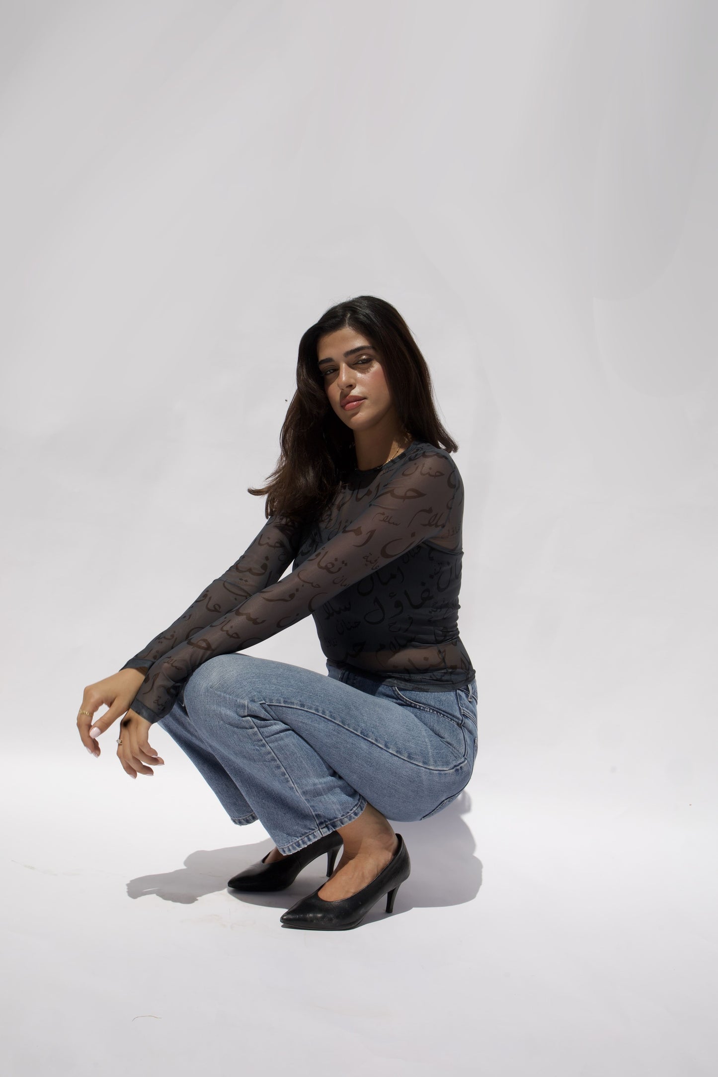 Sheer Top with Arabic Calligraphy
