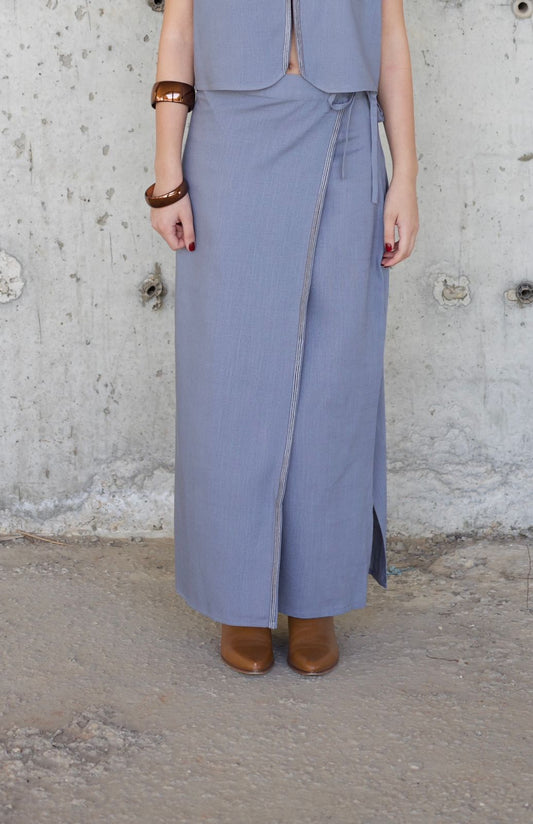Embroidered Maxi Wrap Skirt
