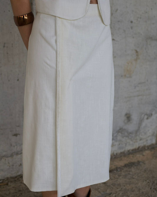 Embroidered Midi Wrap Skirt