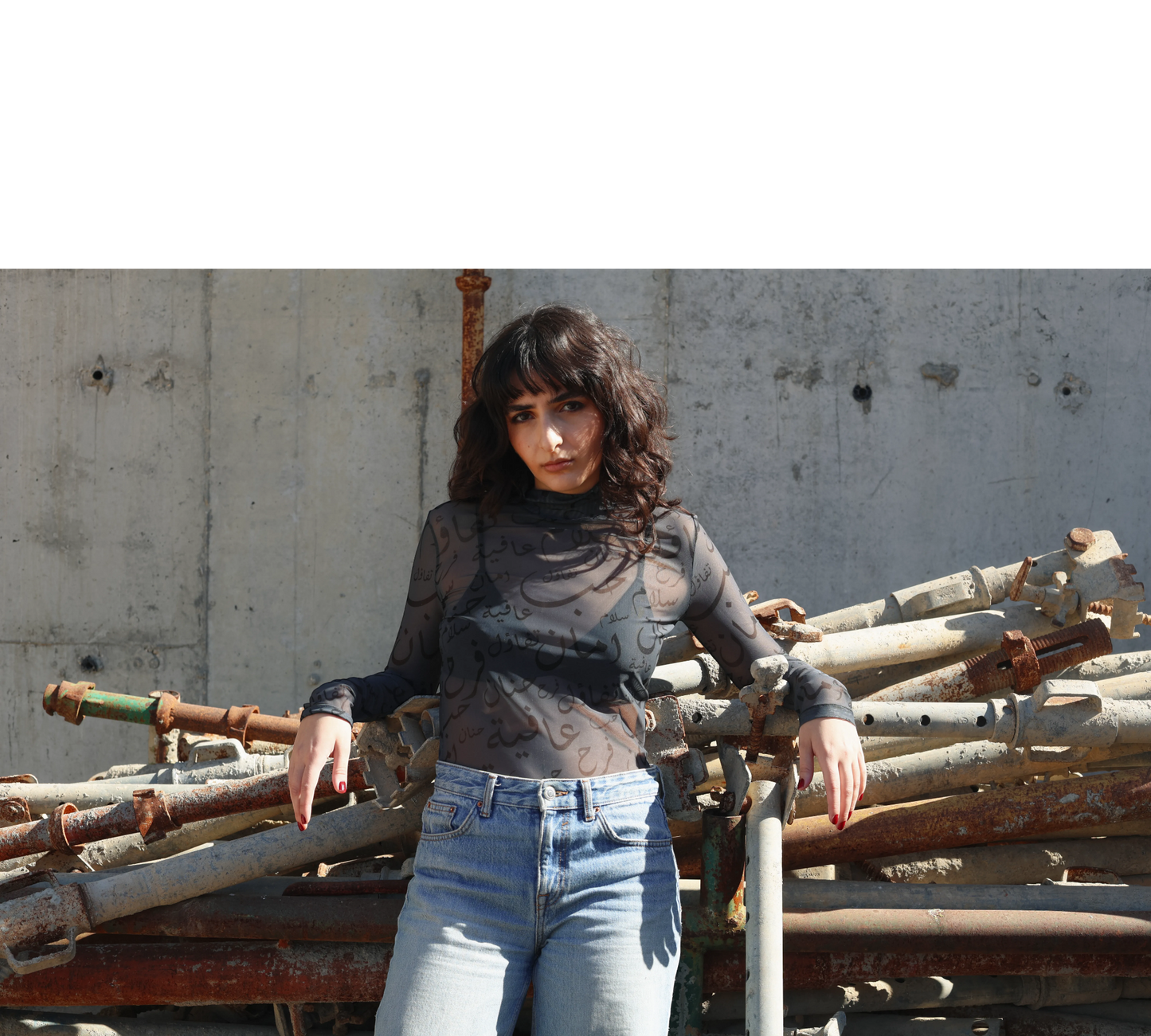 The Arabic Calligraphy Sheer Top